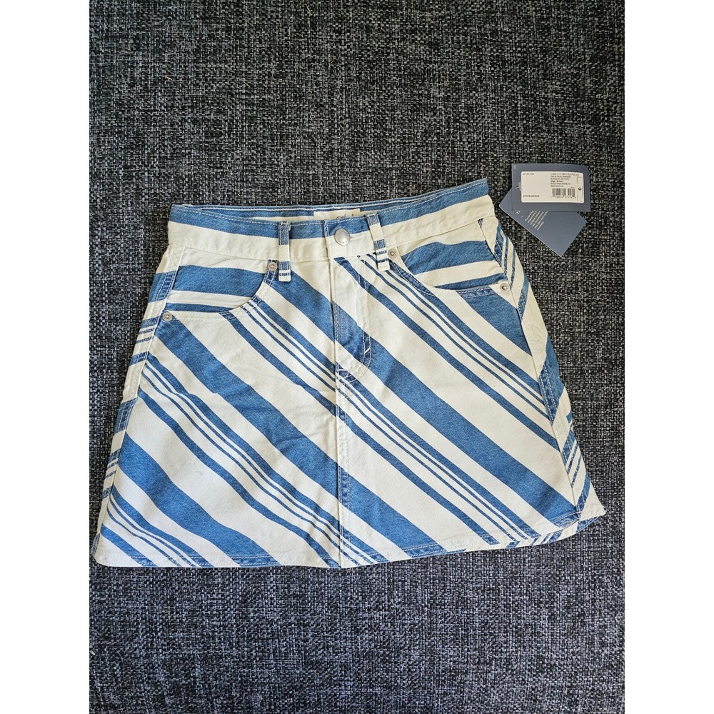 Universal Thread Denim Mini Skirt Womens 0 Blue White New Striped A-Line 2M454Z
